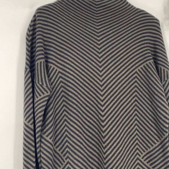 Cynthia Rowley Knitted Mock Neck Sweater Dress Chevron Long Sleeve Olive Black M - Picture 2 of 10